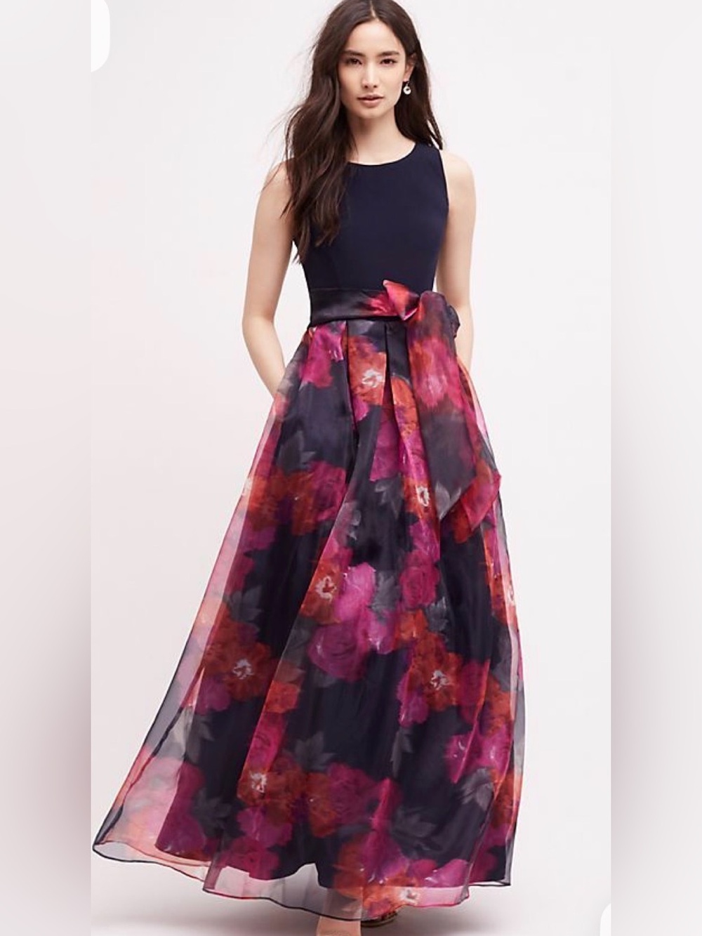 NWT [$390] Anthropologie Moulinette Soeurs Navy and Floral Maxi Dress. Sz. 8